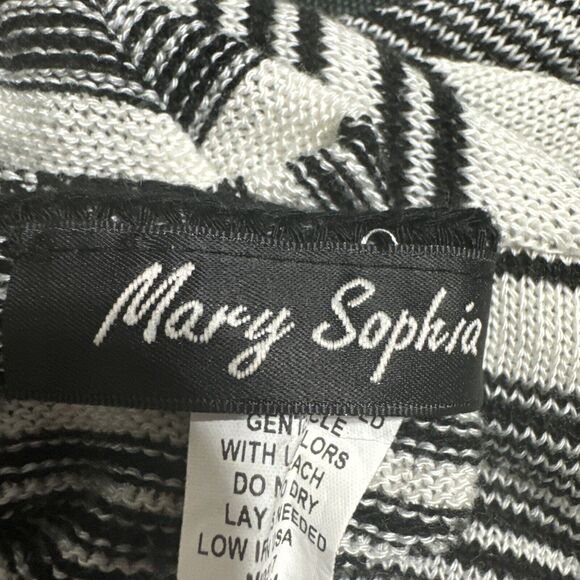 Mary Sophia Long Open Sleeveless Vest White Black Stripes Stretchy Size Medium - Picture 4 of 4